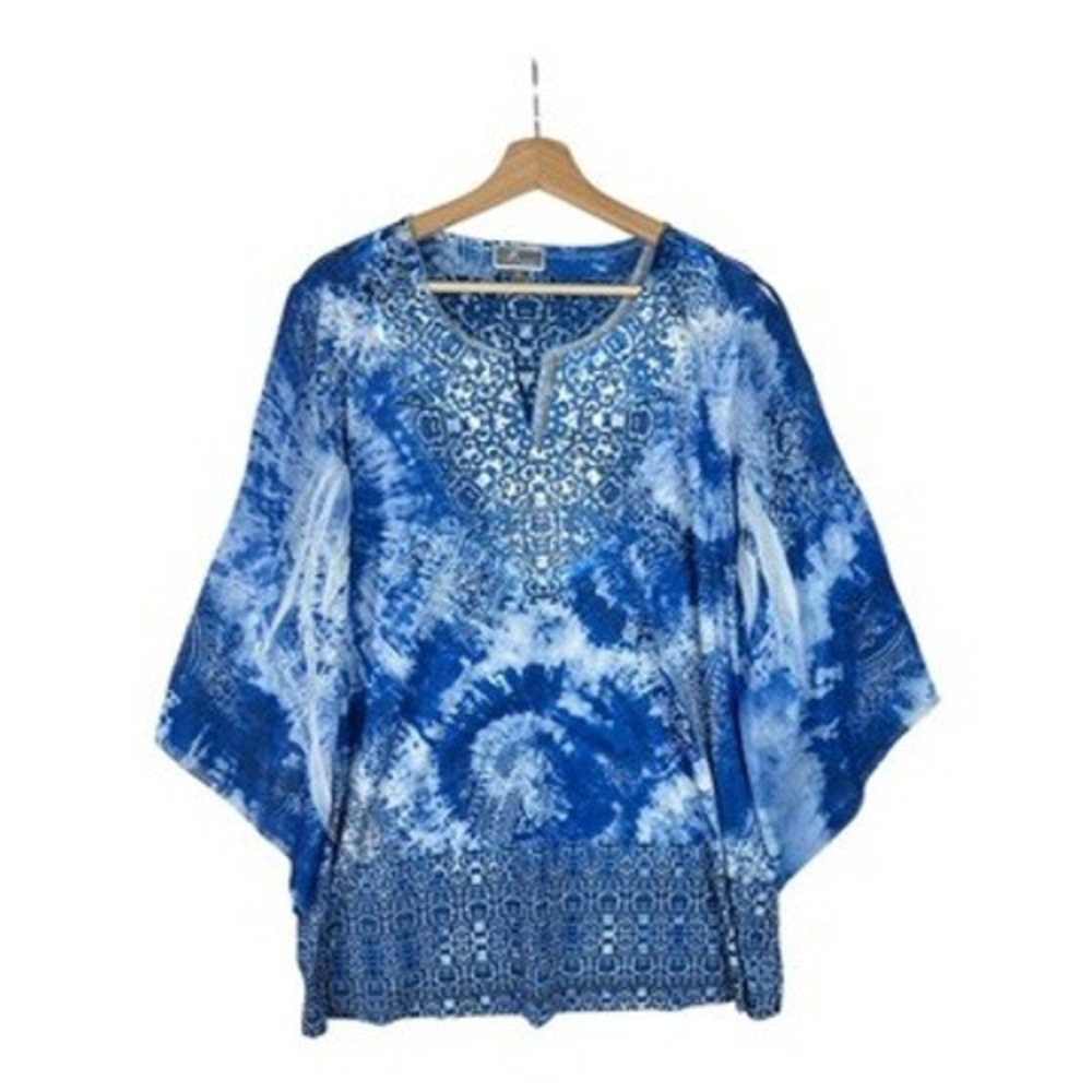 JM‎ Collection 3/4 Sleeve Blouse size 3X Blue